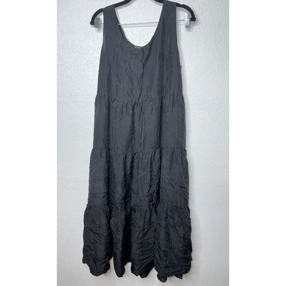 Eileen Fisher Dresses & Skirts - Eileen Fisher 100% Silk Tiered Dress Size Medium Sleeveless Black Sleeveless 1B